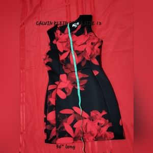 Floral red & black dress size 12 that stands out. W/room to lengthen & Stretch.